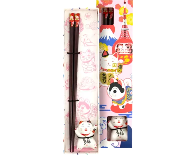 Tokyo Design Studio - Chopsticks Giftset and Rest Lucky Cat E
