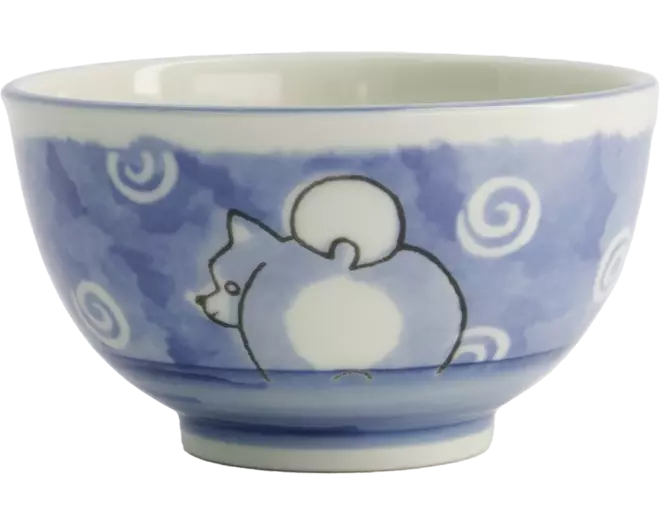 Tokyo Design Studio - Kawaii Bowl Rice Shiba-Dog Blue 400ml
