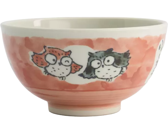 Tokyo Design Studio - Kawaii Bowl Rice Owl Pink 600ml