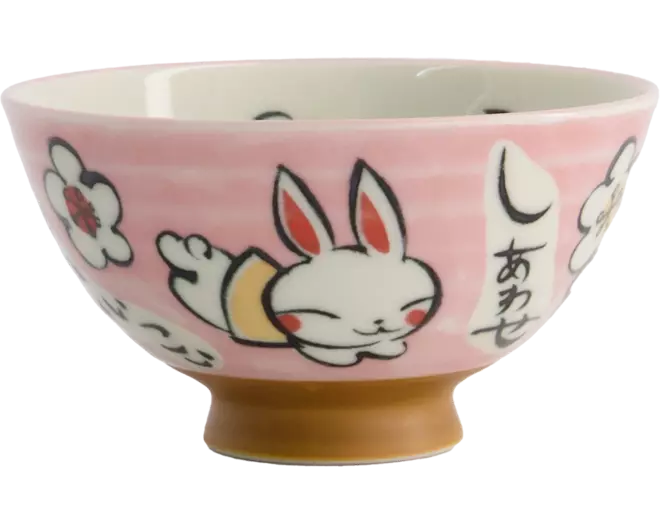 Tokyo Design Studio - Kawaii Bowl Rice Rabbit Pink 300ml