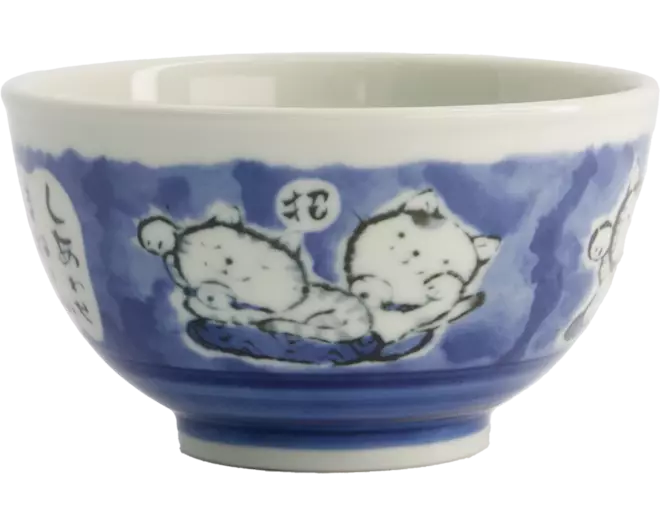 Tokyo Design Studio - Kawaii Bowl Rice Cat Blue 600ml