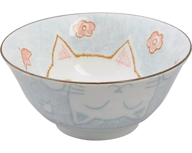 Tokyo Design Studio - Kawaii Bowl Lucky Cat Tayo Light Blue 500ml