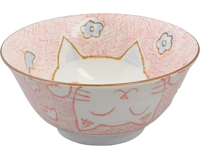 Tokyo Design Studio - Kawaii Bowl Lucky Cat Tayo Pink 500ml