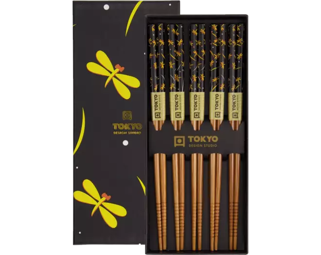 Tokyo Design Studio - Chopsticks Giftset Yellow Dragonfly 5 pair