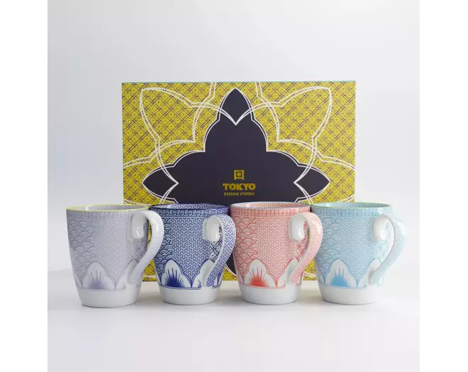 Tokyo Design Studio -  Lily Flower Mug Giftset 4pcs 8.8 x10.5cm 350ml 1 set