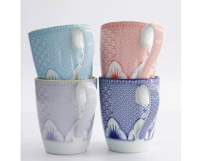 Tokyo Design Studio -  Lily Flower Mug Giftset 4pcs 8.8 x10.5cm 350ml 1 set