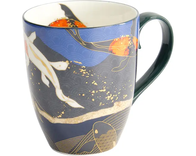 Tokyo Design Studio - Kawaii Goldfish Mug with Gift Box 8.5x10.2cm. Blue 340ml