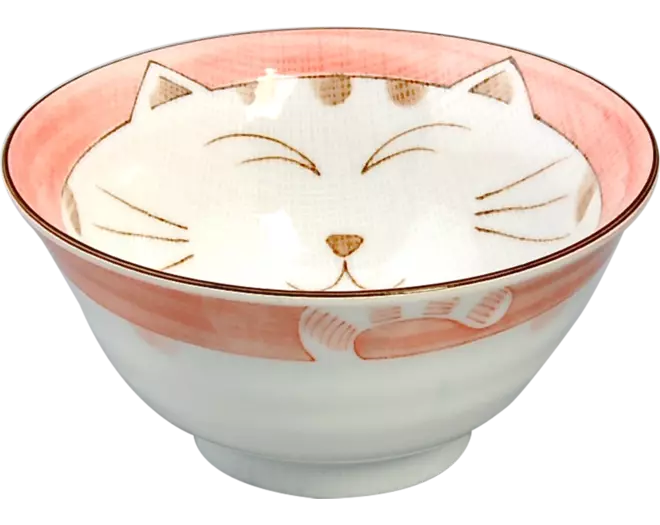 Tokyo Design Studio - Kawaii Bowl Lucky Cat Tayo White Pink 300ml