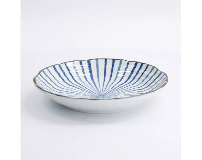 Tokyo Design Studio - Natsu Tokusa Plate 22x4cm. Blue/White 6pcs