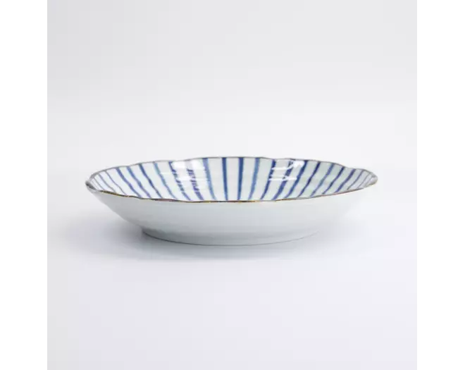 Tokyo Design Studio - Natsu Tokusa Plate 22x4cm. Blue/White 6pcs