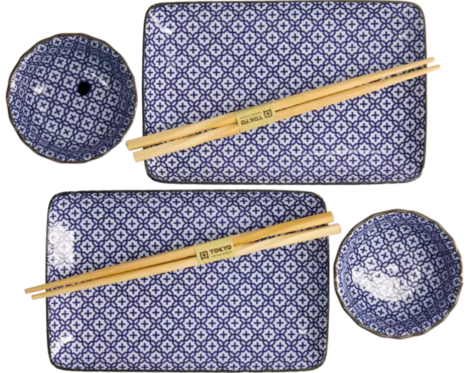 Tokyo Design Studio - Sushi Plate Giftset Sashiko 4pcs