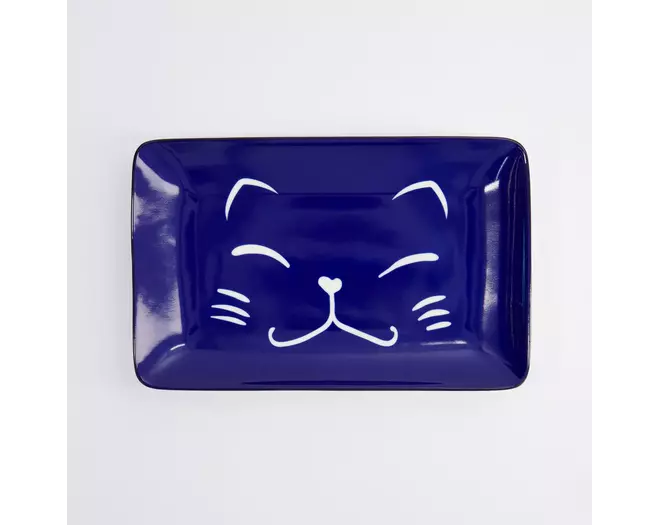 Tokyo Design Studio - Kawaii Lucky Cat Sushi Plate 21x13.5cm Blue 6pcs