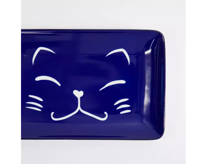 Tokyo Design Studio - Kawaii Lucky Cat Sushi Plate 21x13.5cm Blue 6pcs