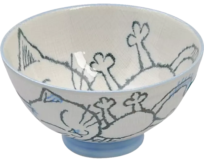 Tokyo Design Studio - Kawaii Bowl Rice Cat Blue 300ml