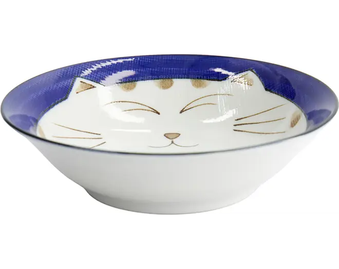 Tokyo Design Studio - Kawaii Bowl Cat Neko 16.5cm. Blue 450ml