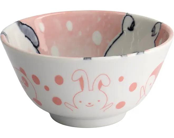 Tokyo Design Studio - Kawaii Animals Rice Bowl 12x6,4cm. Pink 300ml
