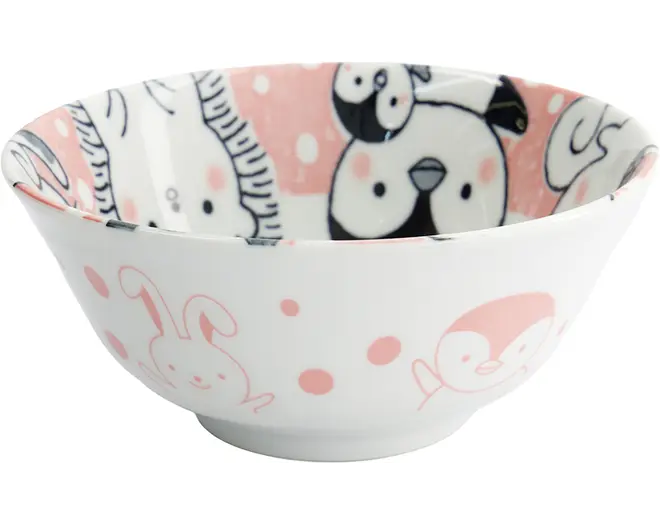 Tokyo Design Studio - Kawaii Animals Tayo Bowl 15.2x6.7cm. Pink 500ml