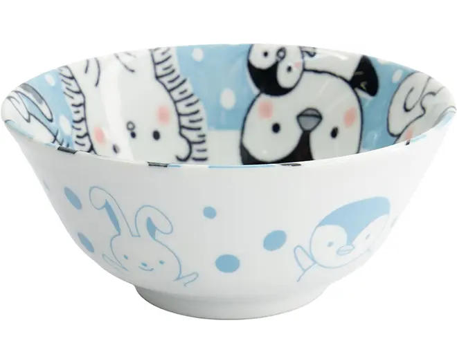 Tokyo Design Studio - Kawaii Animals Tayo Bowl 15.2x6.7cm. Blue 500ml