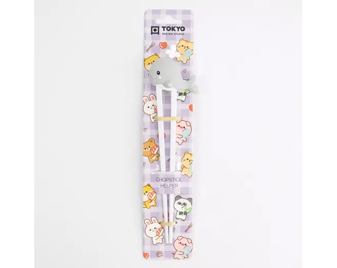 Tokyo Design Studio - Children Chopsticks Whale Grey 22cm 6pcs