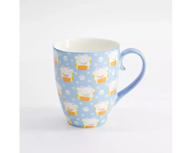 Tokyo Design Studio - Kawaii Lucky Cat Mug w/ Giftbox Blue 8.5x10.2cm 340ml 6pcs