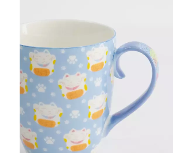 Tokyo Design Studio - Kawaii Lucky Cat Mug w/ Giftbox Blue 8.5x10.2cm 340ml 6pcs