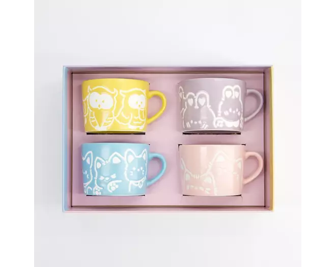 Tokyo Design Studio - Kawaii Animals Mug 4pcs Giftset 8x6cm 2 sets