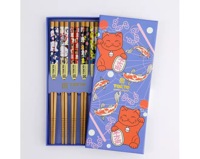 Tokyo Design Studio - Chopstick Giftset/5 Lucky Cat/Carp 10 sets