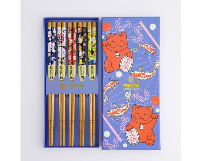 Tokyo Design Studio - Chopstick Giftset/5 Lucky Cat/Carp 10 sets