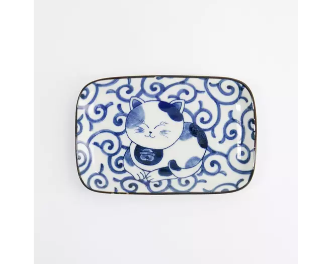 Tokyo Design Studio - Kawaii Rectangular Plate Cat Neko 16.3x10.2cm E 6pcs