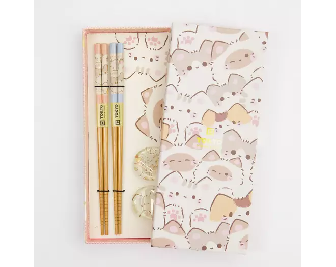 Tokyo Design Studio - Chopstick Giftset Chopstick and Rest/4 Kawaii Cats 10 sets