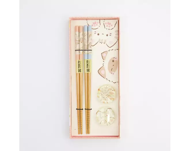 Tokyo Design Studio - Chopstick Giftset Chopstick and Rest/4 Kawaii Cats 10 sets