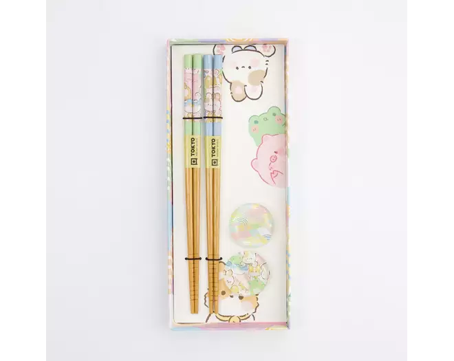 Tokyo Design Studio - Chopstick Giftset Chopstick and Rest/4 Kawaii Animals 10 sets
