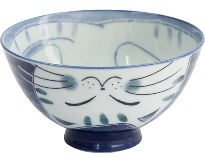 Tokyo Design Studio - Kawaii Rice Bowl Cat Blue 11.5x6cm. 300ml