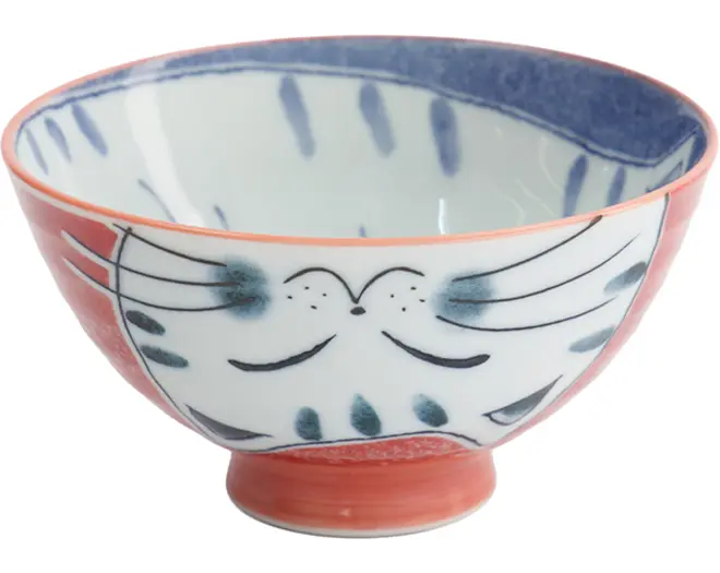 Tokyo Design Studio - Kawaii Rice Bowl Cat Red 11.5x6cm. 300ml