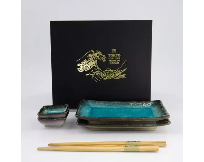 Tokyo Design Studio - Sushi Giftset Yamasaku Sky Blue 6pcs 21.5x14cm & 7.3x2.8cm 1 set