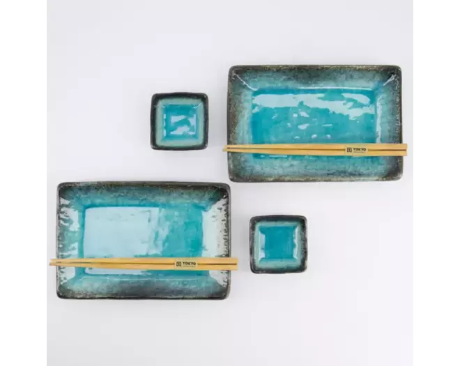 Tokyo Design Studio - Sushi Giftset Yamasaku Sky Blue 6pcs 21.5x14cm & 7.3x2.8cm 1 set