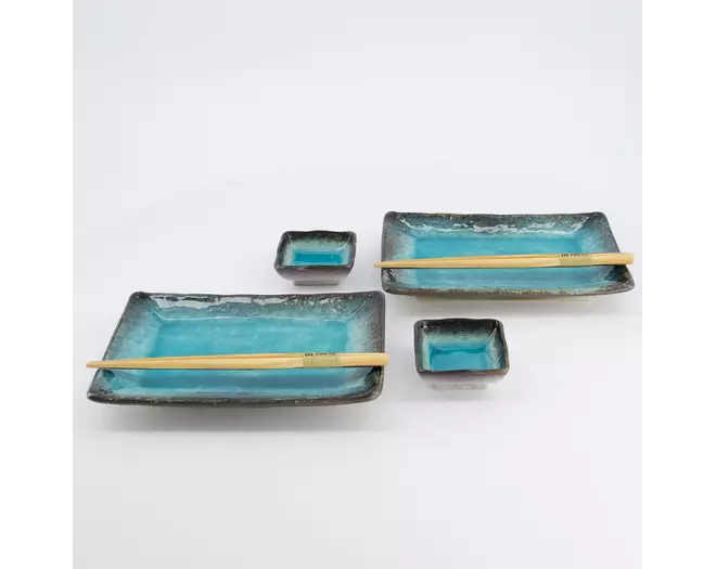 Tokyo Design Studio - Sushi Giftset Yamasaku Sky Blue 6pcs 21.5x14cm & 7.3x2.8cm 1 set
