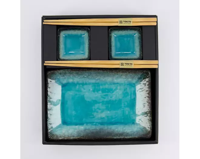 Tokyo Design Studio - Sushi Giftset Yamasaku Sky Blue 6pcs 21.5x14cm & 7.3x2.8cm 1 set