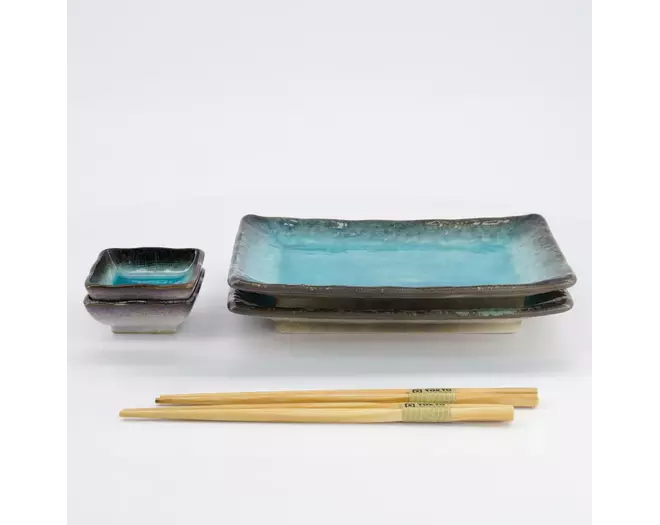 Tokyo Design Studio - Sushi Giftset Yamasaku Sky Blue 6pcs 21.5x14cm & 7.3x2.8cm 1 set