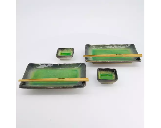 Tokyo Design Studio - Sushi Giftset Yamasaku Hiwa Green 6pcs 21.5x14cm & 7.3x2.8cm 1 set