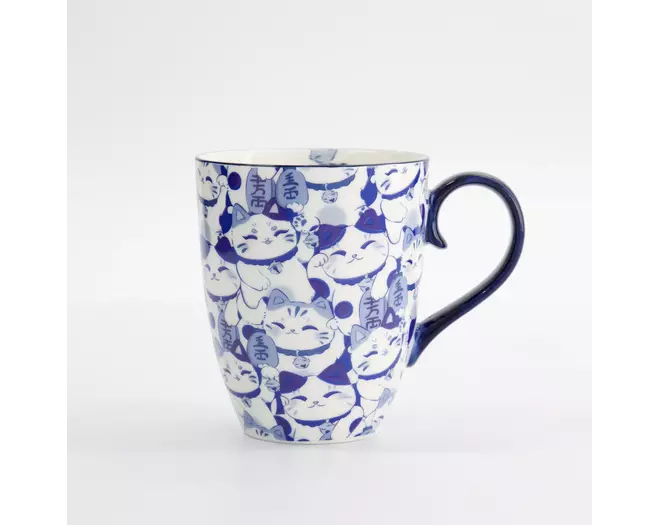 Tokyo Design Studio - Kawaii Blue Maneko Mug W/Giftbox 8.5x10.2cm 340ml 6pcs