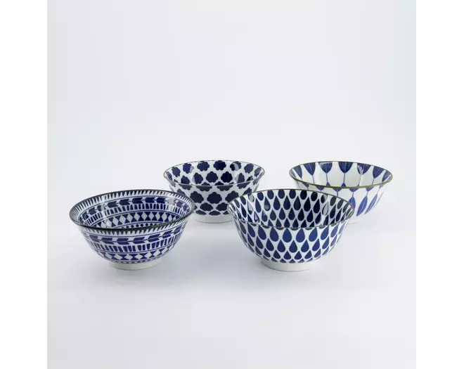 Tokyo Design Studio - Mixed Bowls Tayo Bowl 4pcs Giftset 15x7cm Blue/White 500ml 1 set