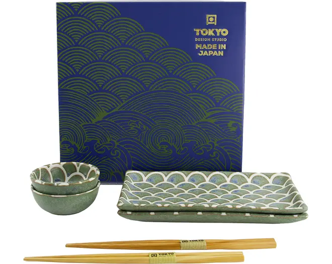 Tokyo Design Studio - Vert Sauge Mermaid Sushi Giftset 22x13x2cm. & 8.5x3.4cm. (6pcs.)
