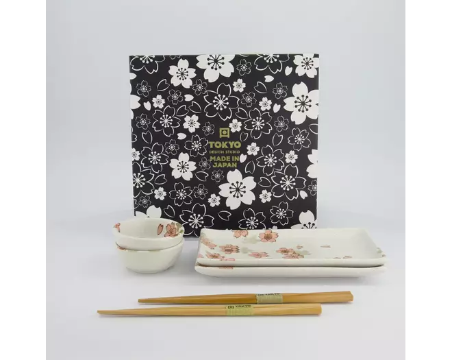 Tokyo Design Studio - Sakura Sushi Giftset 22x13x2cm & 8.5x3.4cm White 1 set