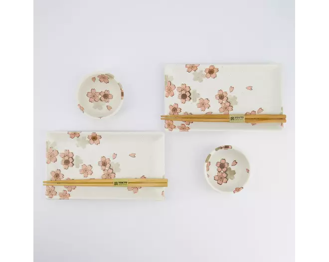 Tokyo Design Studio - Sakura Sushi Giftset 22x13x2cm & 8.5x3.4cm White 1 set