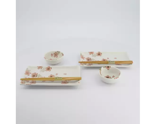 Tokyo Design Studio - Sakura Sushi Giftset 22x13x2cm & 8.5x3.4cm White 1 set
