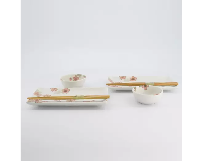 Tokyo Design Studio - Sakura Sushi Giftset 22x13x2cm & 8.5x3.4cm White 1 set