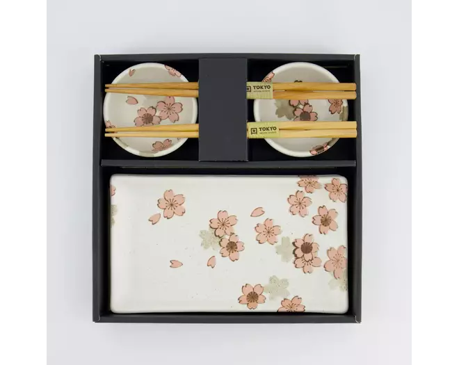 Tokyo Design Studio - Sakura Sushi Giftset 22x13x2cm & 8.5x3.4cm White 1 set