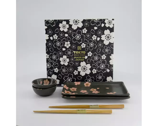 Tokyo Design Studio - Sakura Sushi Giftset 22x13x2cm & 8.5x3.4cm Black 1 set
