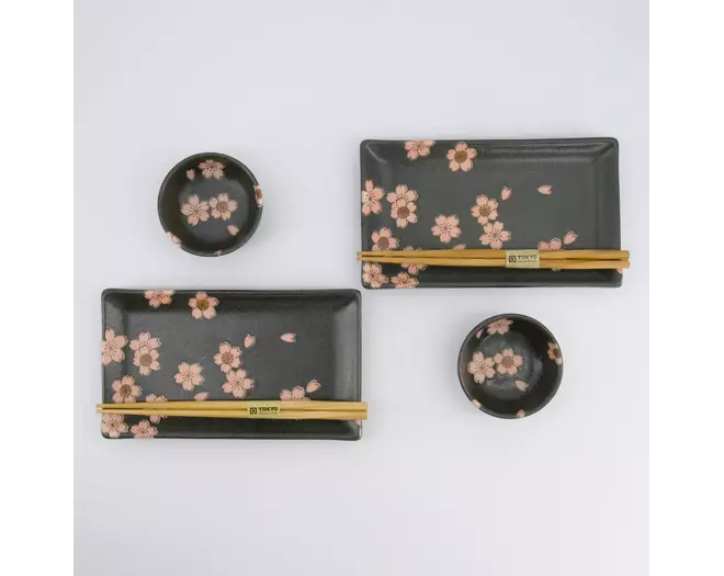 Tokyo Design Studio - Sakura Sushi Giftset 22x13x2cm & 8.5x3.4cm Black 1 set